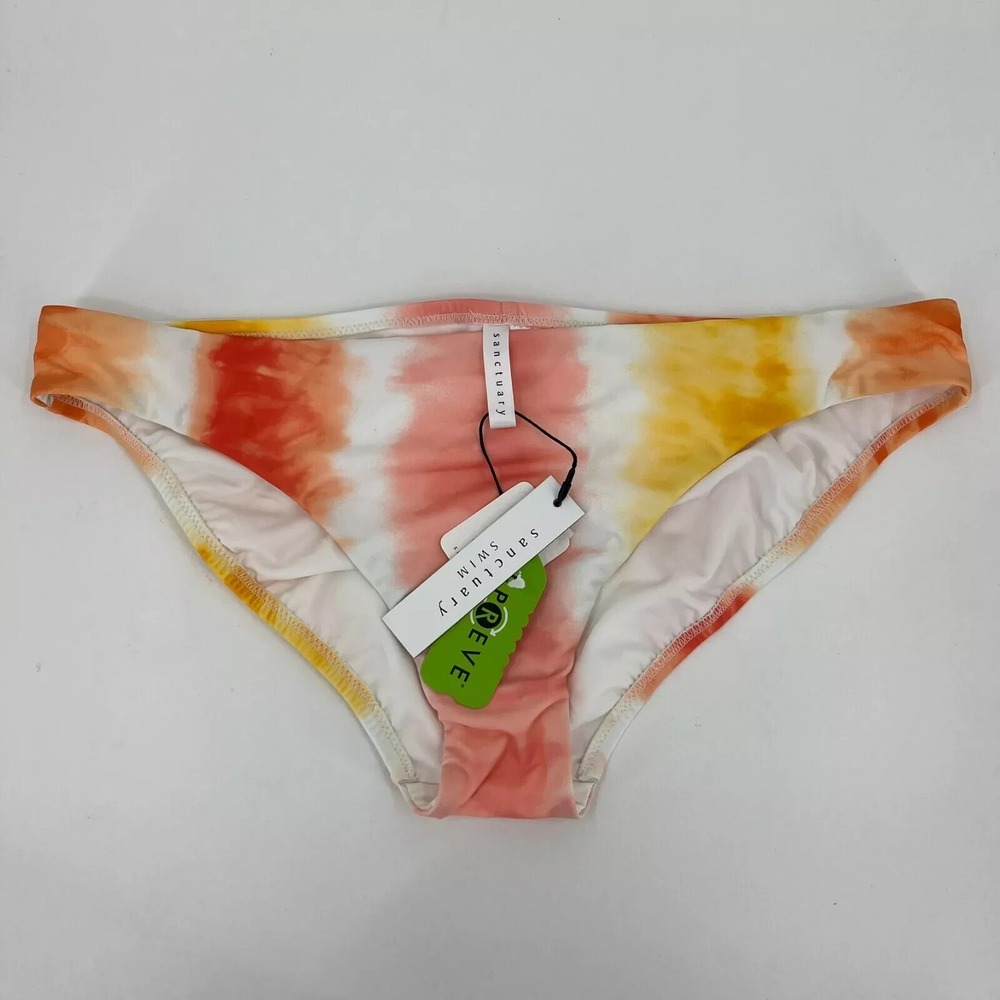 Sanctuary Swim Womens Tie Dye Ruched Back Bikini Bottoms Multi Size L NWT